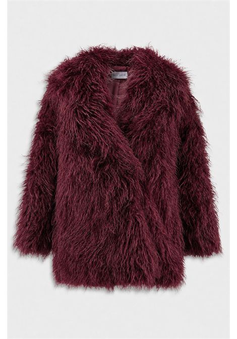 Weili Zheng Cappotto Doppiopetto in Ecopelliccia con Collo Sciallato Rosso Vino Donna WEILI ZHENG | Pelliccia | F26CS15R116
